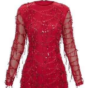 Pretty Little Thing Wine Sequin  Mini Dress Size 4